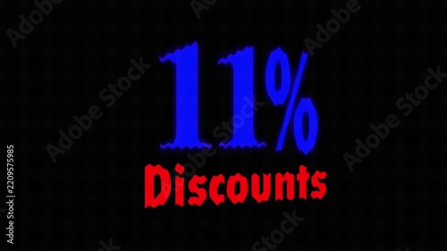 Bold 11 percent discounts text design on dark background