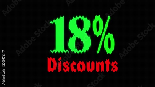 Green digital discount percentage eighteen percent text
