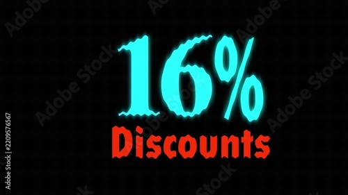 Cyberpunk style 16 percent discount text effect