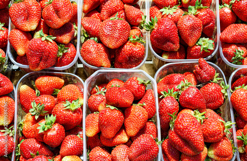 Freshly picked fresh strawberries background
