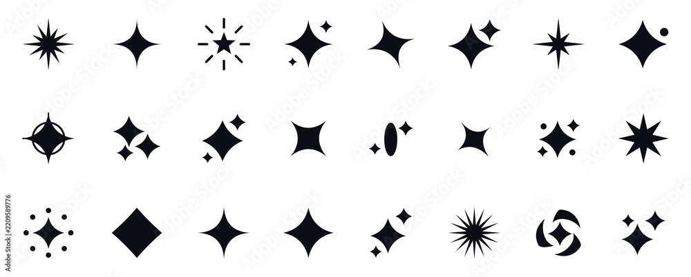 Fototapeta premium Set of various sparkle and star icons, vector illustration isolated on transparent background