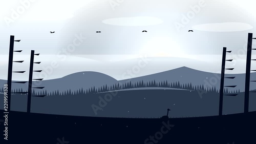 Sunset Mountain & Majestic Deer 1080p Seamless Nature Landscape Animation Loop