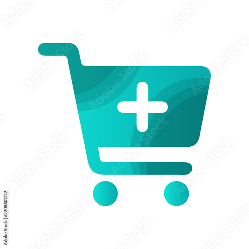 Shopping cart with plus logo and icon design