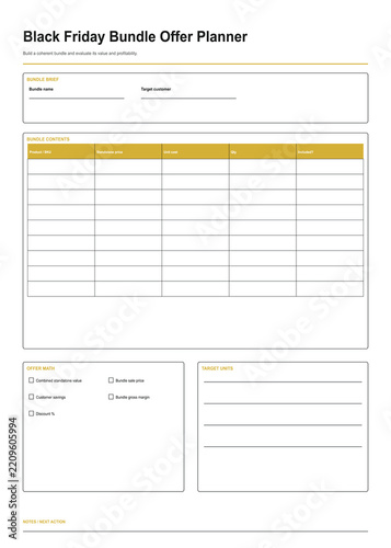 Black Friday Bundle Offer Planner Printable Template