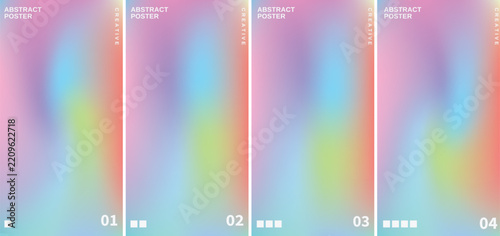 Abstract Gradient Poster Template Set, Modern Soft Pastel Blurred Backgrounds, Colorful Vertical Flyer Banners