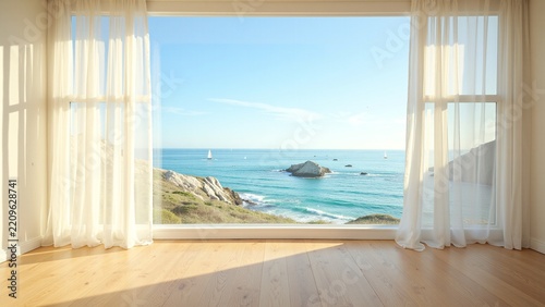 Golden Hour Light Through Window to Ocean View