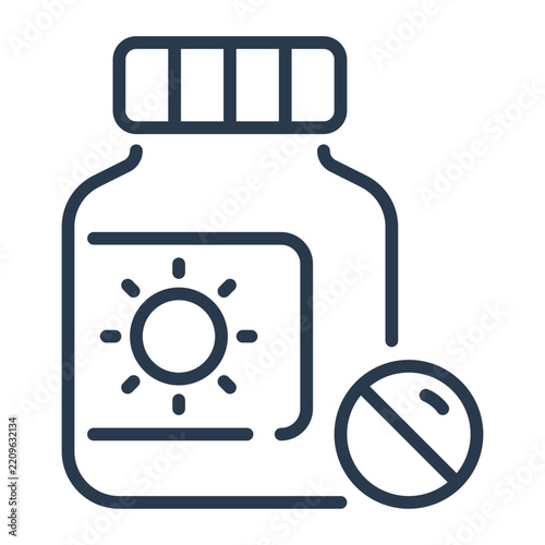 Line Art Sunscreen Bottle Icon for Skincare Brand Packaging