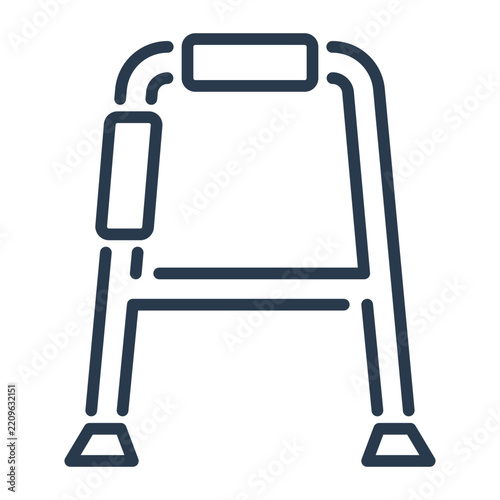 Line Art Mobility Walker Icon for Healthcare Patient Care