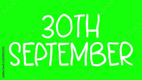 30th September Hand Drawn Scribble Overlay with Green Background