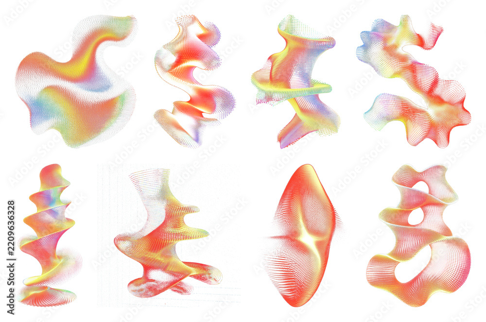 Obraz premium PNG Abstract colorful 3D gradient organic shapes collection, transparent background