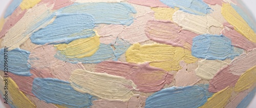 Painted Easter egg shell texture with pastel brushstrokes. Close-up of acrylic paint strokes on cracked plaster surface