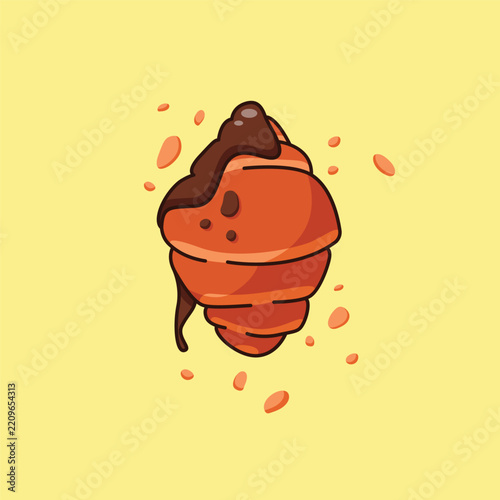 fresh baked croissants vector illustration in cute cartoon flat style
