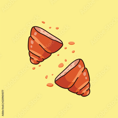 fresh baked croissants vector illustration in cute cartoon flat style