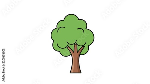 Simple green deciduous tree on white background.
