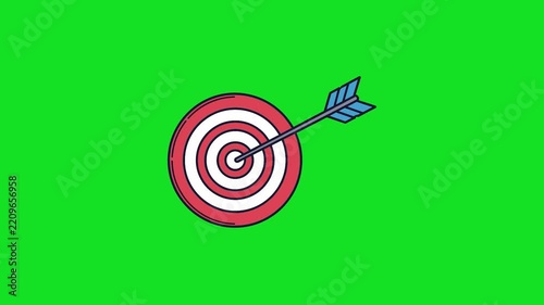 Red target board with arrow icon on green background.