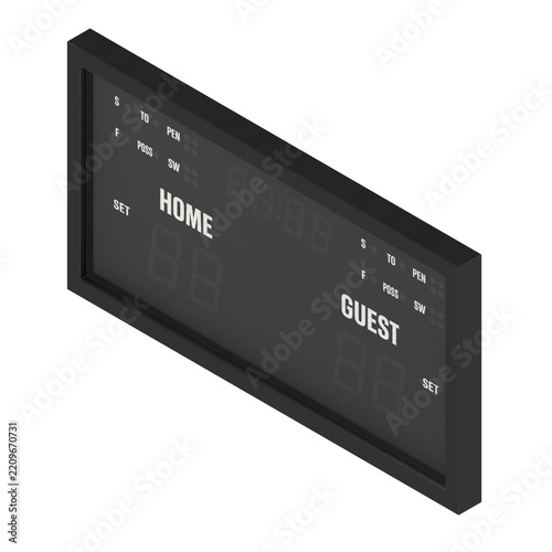 3D rendering illustration of an Electronic Multisport Scoreboard