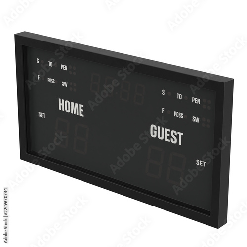 3D rendering illustration of an Electronic Multisport Scoreboard