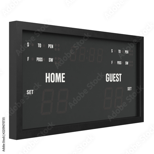 3D rendering illustration of an Electronic Multisport Scoreboard