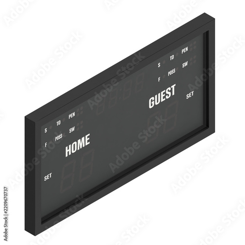3D rendering illustration of an Electronic Multisport Scoreboard
