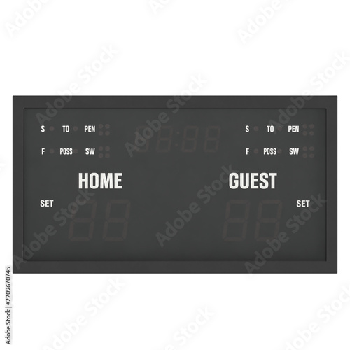 3D rendering illustration of an Electronic Multisport Scoreboard