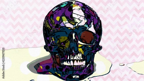 Colorful Pop Art Skull Wearing Sunglasses
