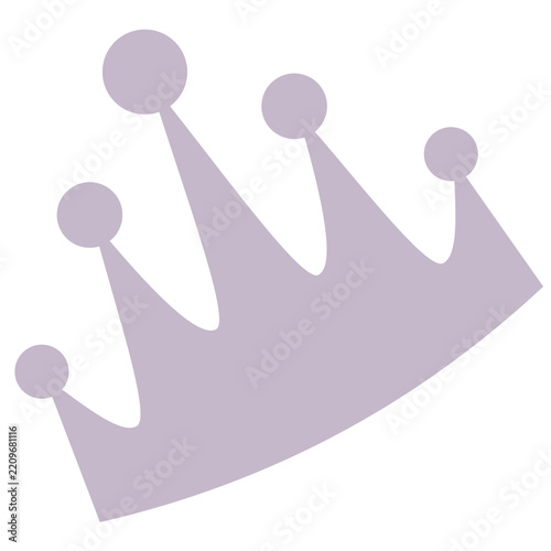 Minimalist pastel lavender crown icon with five circular jewels, clean vector design for app badges, logo emblems, and digital royalty branding