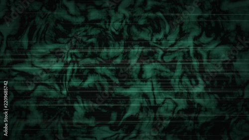 An animated, unsettling background featuring swirling, dark green and black textures that dynamically shift and flicker like toxic gas or paranormal energy. The animation is frequently interrupted by 