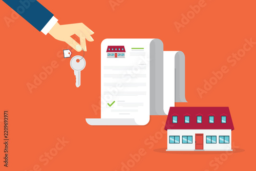 Property Investment Concept with House Key, Real Estate Documents and Checklist
