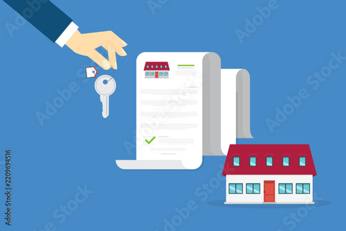 Home Purchase Process with House Key, Property Documents and Checklist