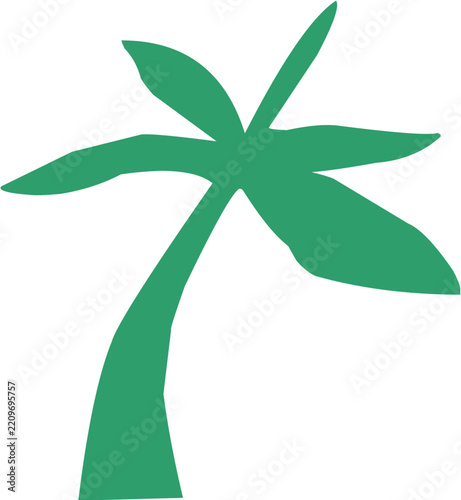 Hand drawn palm tree organic shape. Coconut plant silhouette.