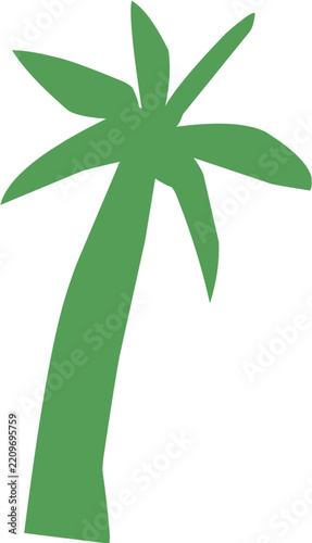 Hand drawn palm tree organic shape. Coconut plant silhouette.