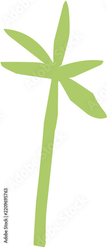 Hand drawn palm tree organic shape. Coconut plant silhouette.