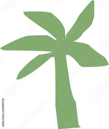 Hand drawn palm tree organic shape. Coconut plant silhouette.