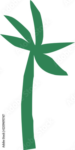 Hand drawn palm tree organic shape. Coconut plant silhouette.
