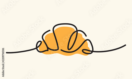 Modern Minimalist Croissant Line Art Vector Logo
