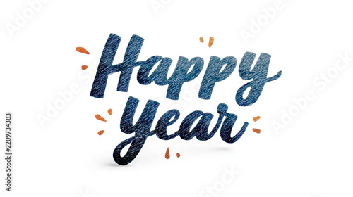 Happy year lettering isolated on white background