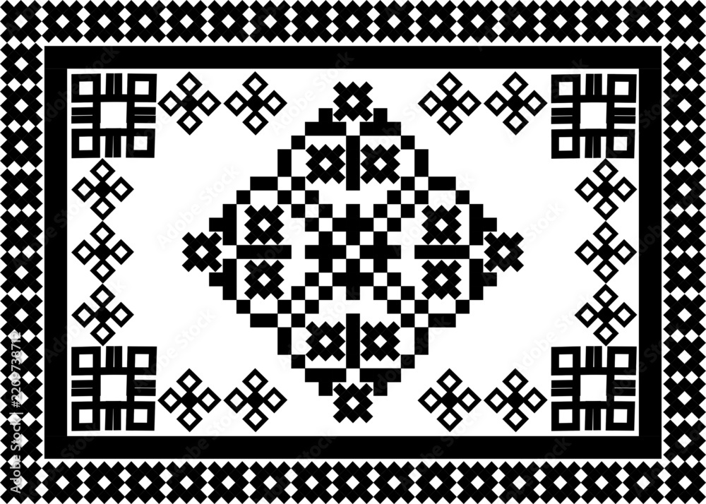 Fototapeta premium Black and white pixel art motif