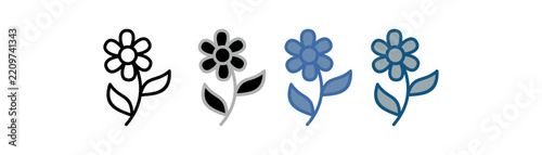 Flower icon set featuring a collection of multiple styles