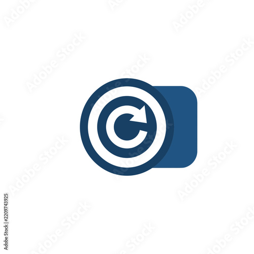 Modern Blue Lens Icon with Circular Refresh and Reload Arrow Design