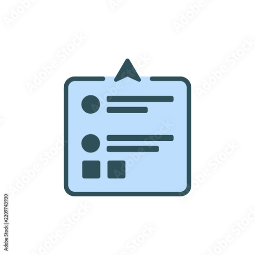 Modern blue UI icon for user profile information or notification menu list