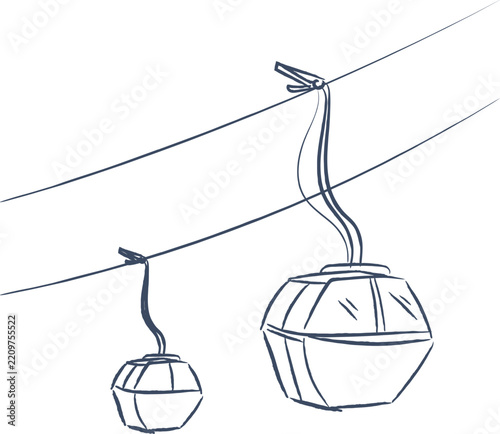 Cable Car Gondola Moving Sketch