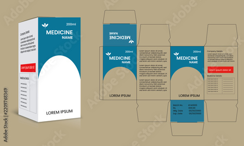 Modern Medicine Box Packaging Design Template for Pharmaceutical Products