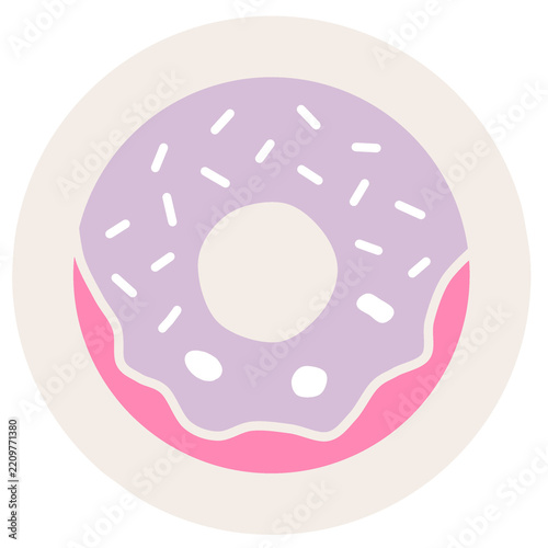 Pink Glazed Donut with Sprinkles Illustration