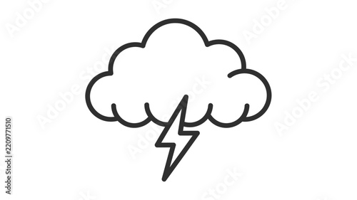 Lightning storm cloud icon - Minimalist weather symbol vector graphic