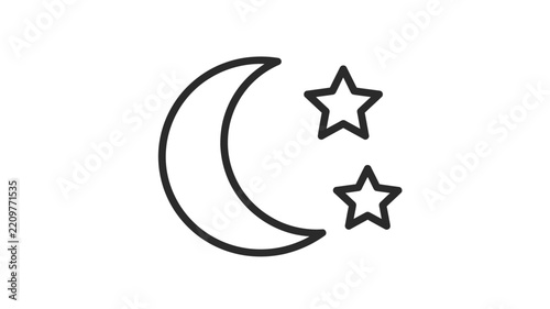Moon and Stars Icon - Celestial Outline Design for Night Sky Concept