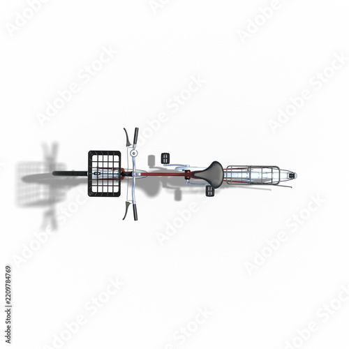 自転車 前カゴ CGレンダリング画像 半透明影付き 透過png