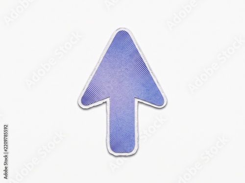 Purple Upward Arrow Sticker with Texture and Halftone Pattern on White