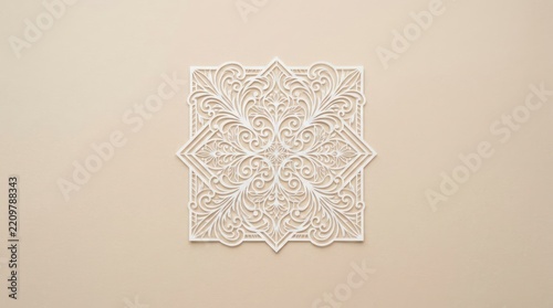 Intricate white geometric floral pattern
