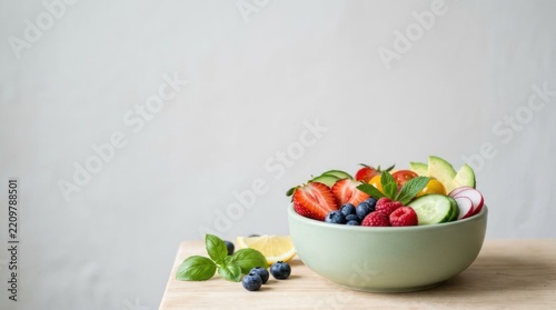 Fresh fruit salad bowl healthy eating