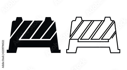 Construction barricade and road blocker icons